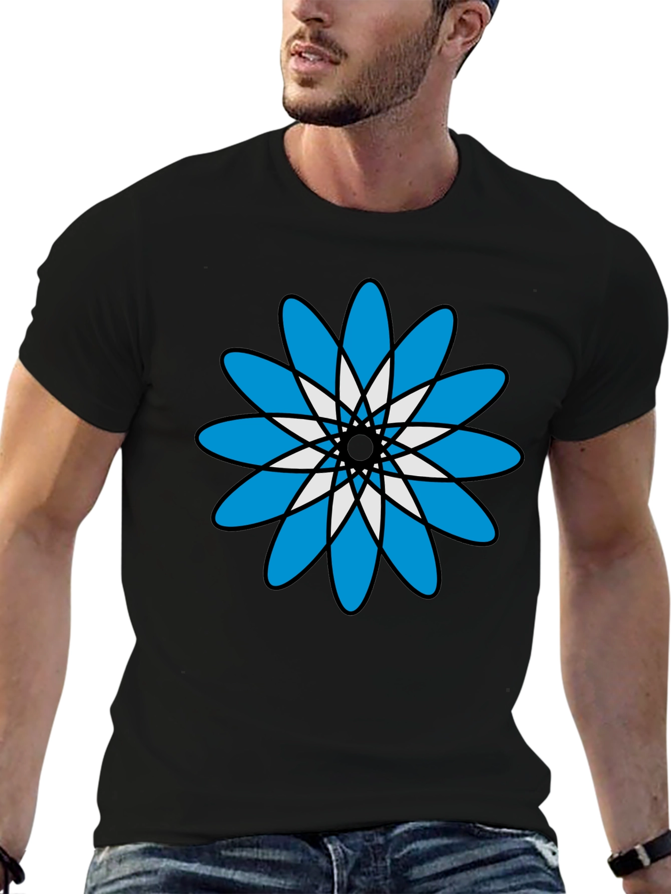 Floral Graphic Print Black T-Shirt