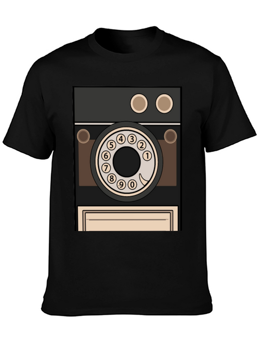 Vintage Rotary Phone Design Black T-Shirt