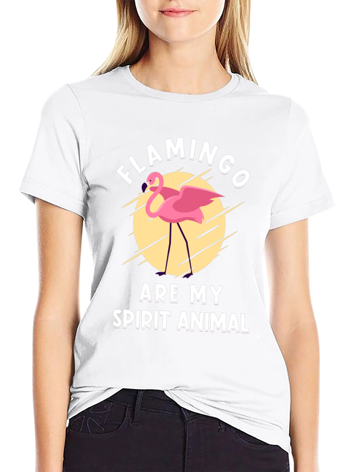Flamingo Spirit Animal Black Graphic Tee