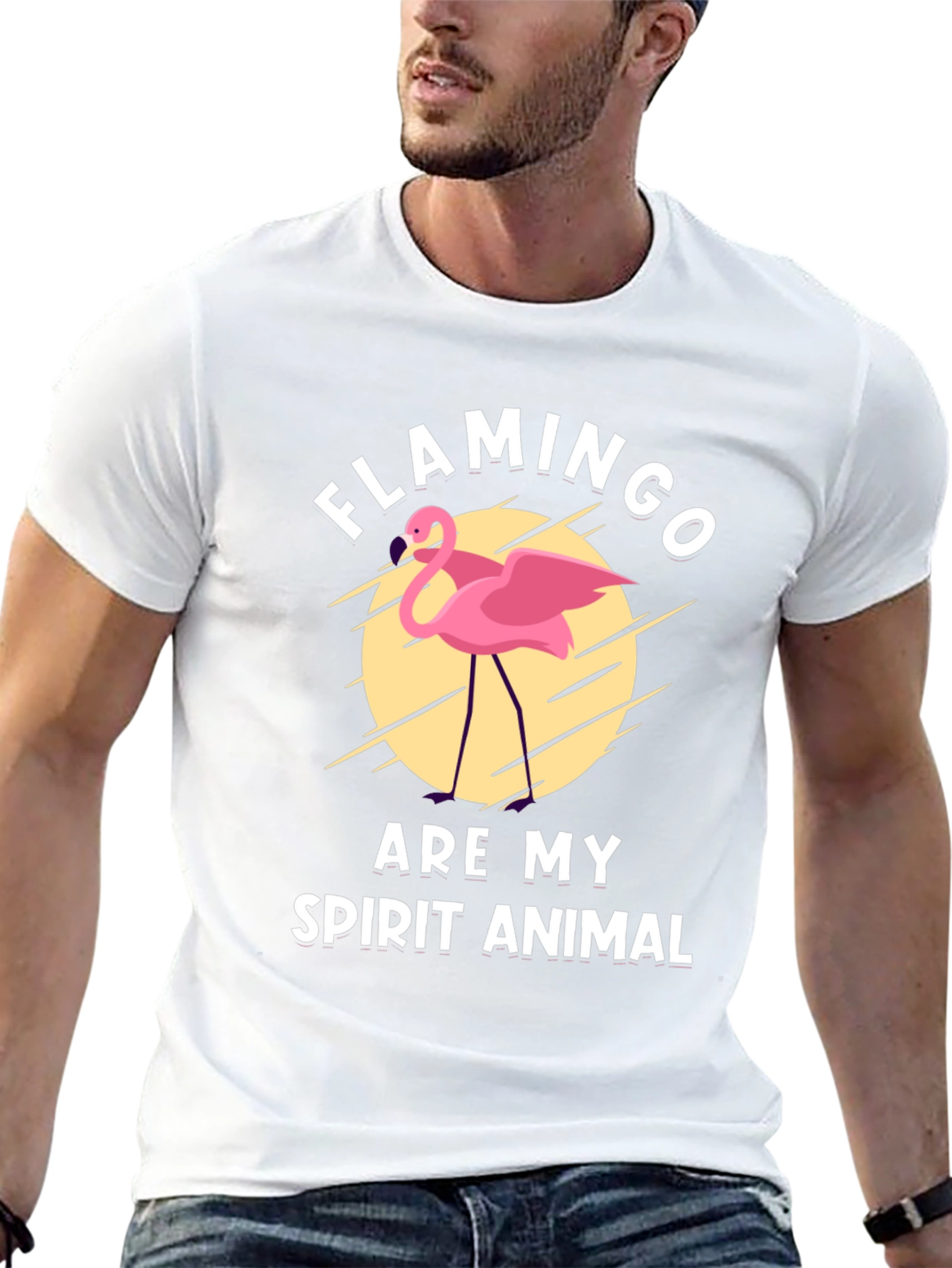 Flamingo Spirit Animal Black Graphic Tee