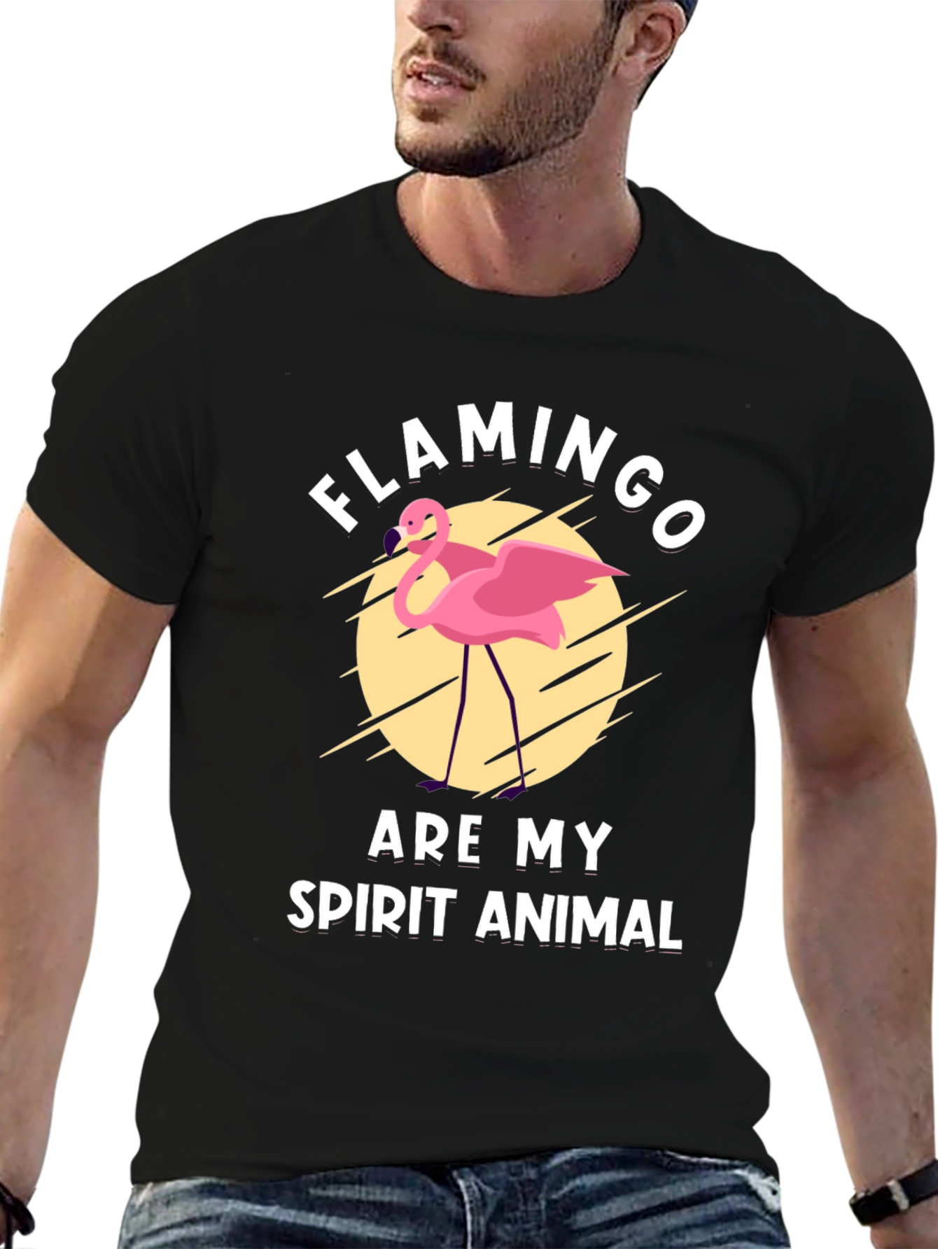 Flamingo Spirit Animal Black Graphic Tee
