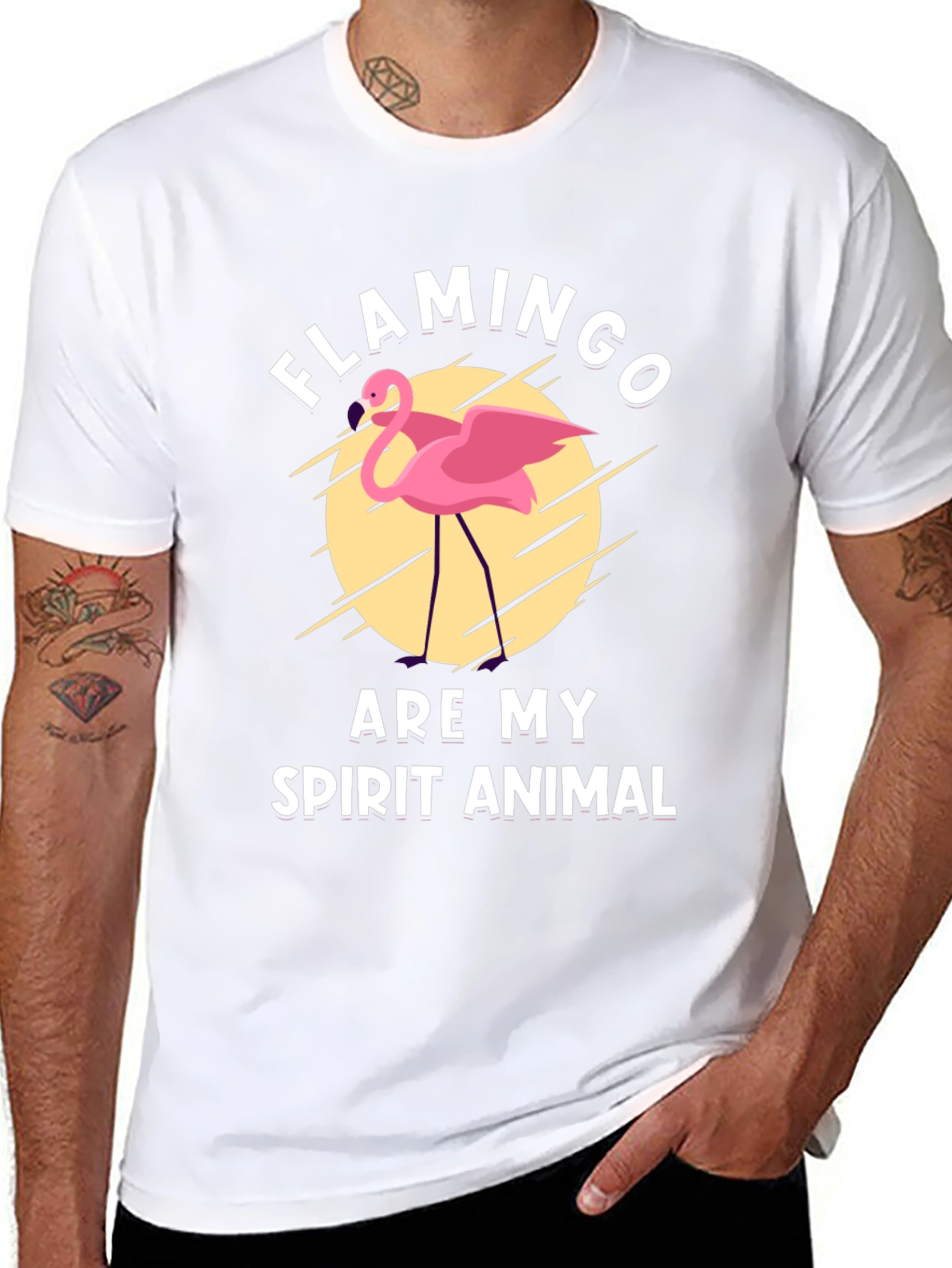 Flamingo Spirit Animal Black Graphic Tee