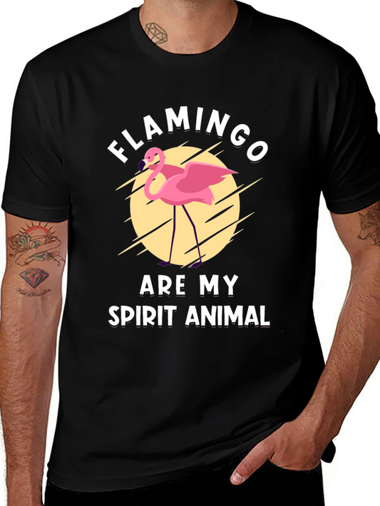 Flamingo Spirit Animal Black Graphic Tee
