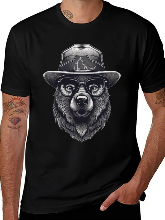 Cool Bear T-Shirt - Graphic Tee with Hat & Glasses