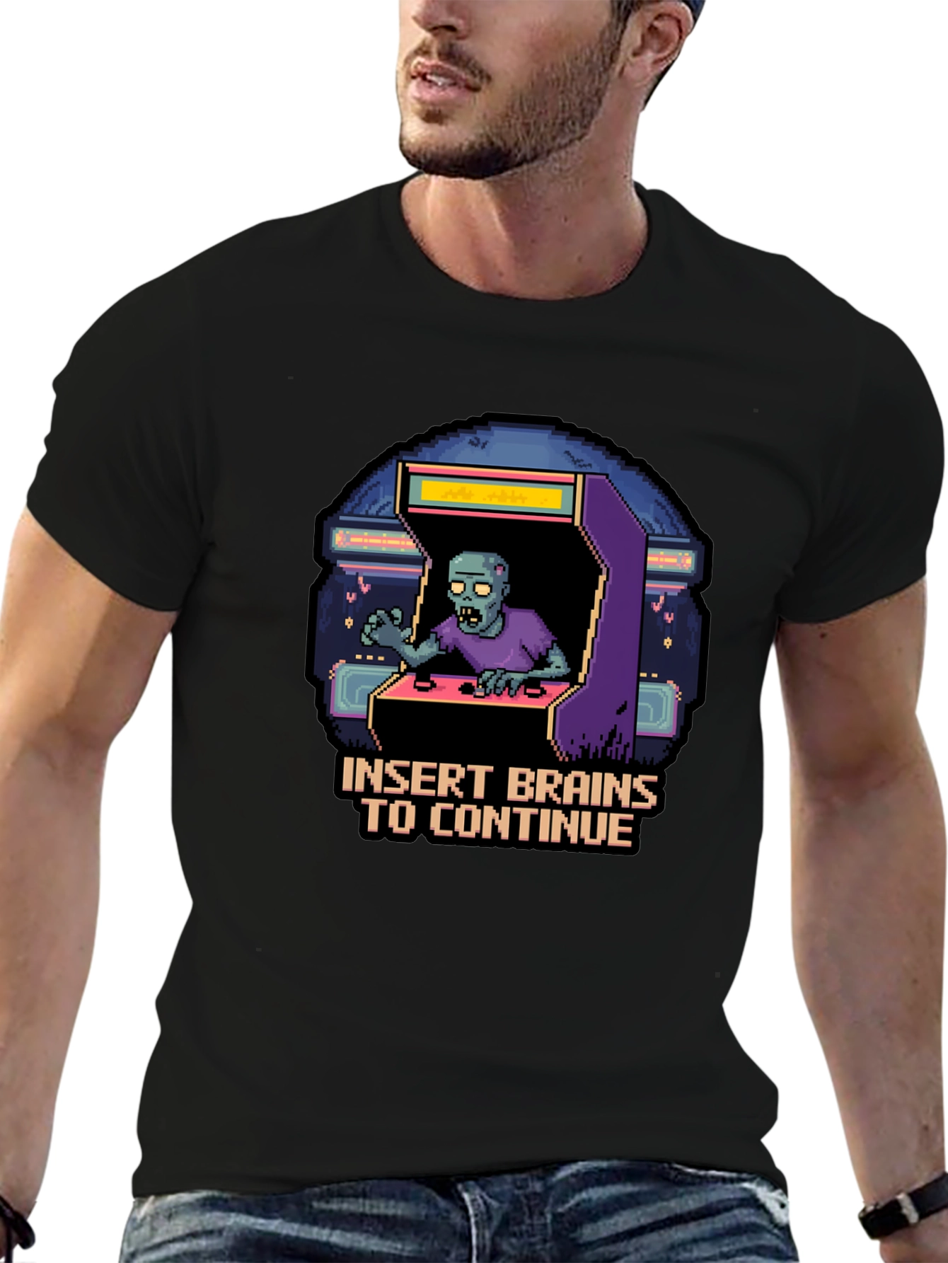 Zombie Arcade T-Shirt - Insert Brains to Continue