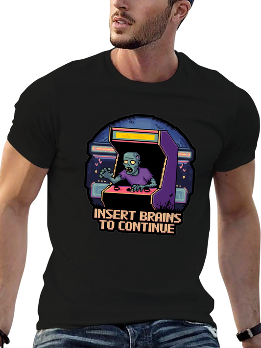 Zombie Arcade T-Shirt - Insert Brains to Continue
