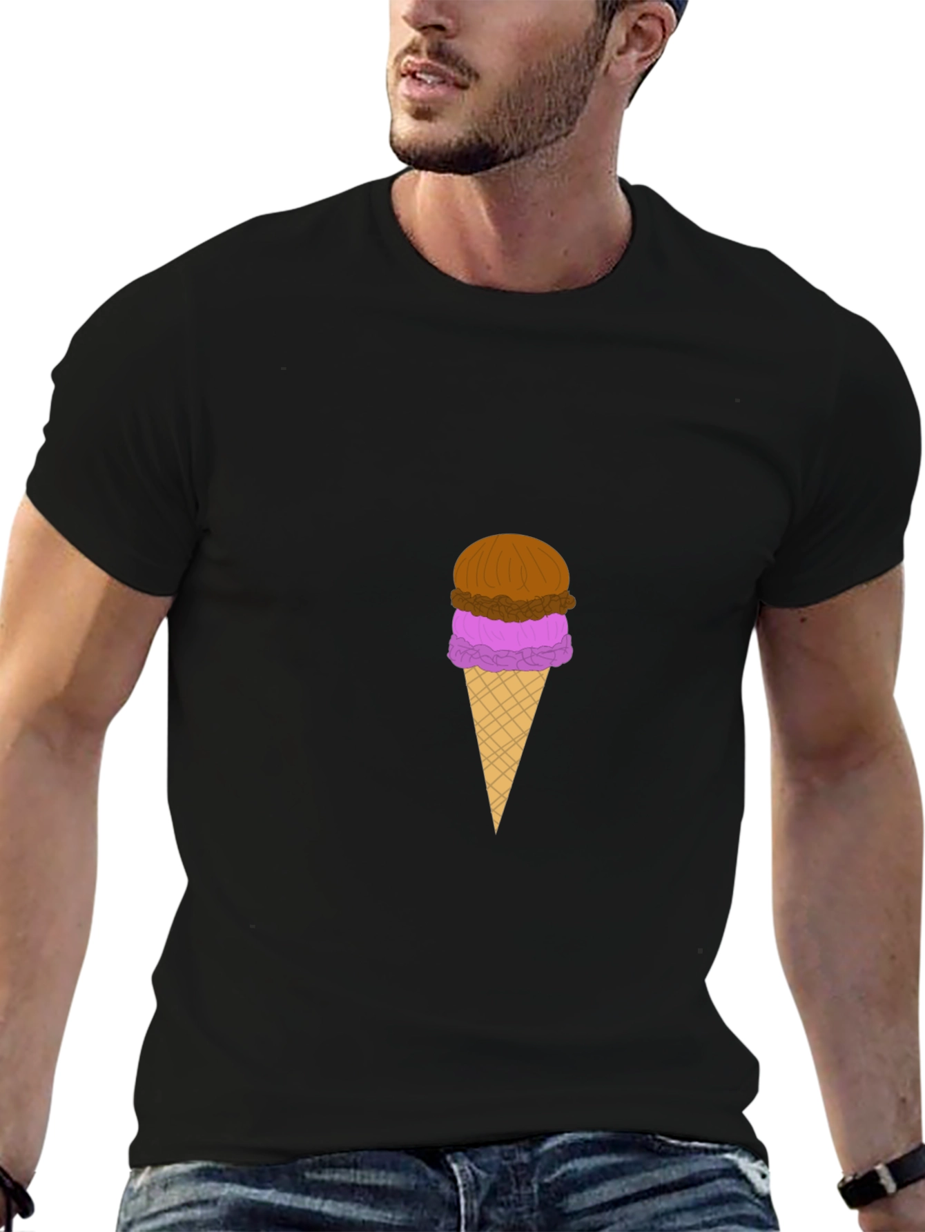 Ice Cream Graphic Black T-Shirt