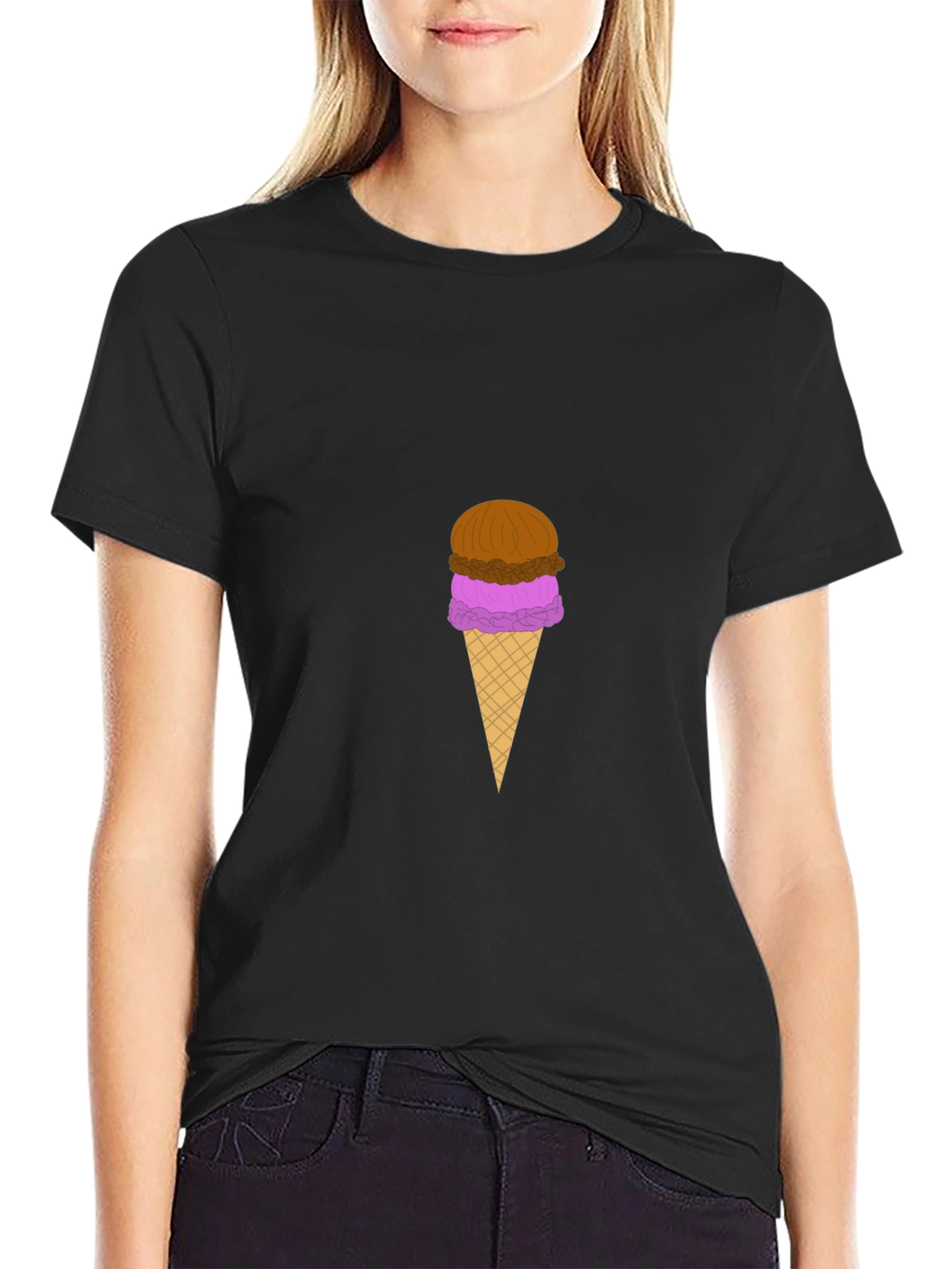 Ice Cream Graphic Black T-Shirt