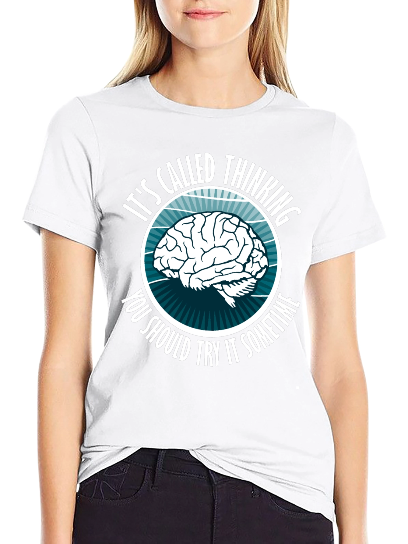 Thinking Brain Graphic T-Shirt - Novelty Slogan Tee