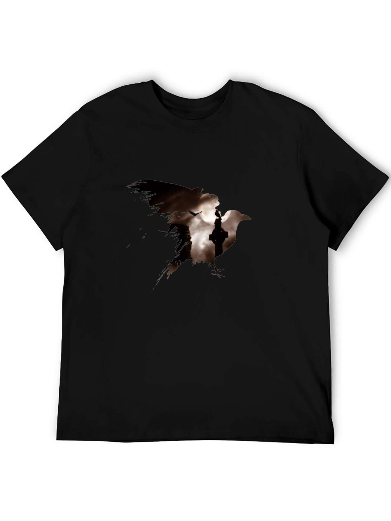 Raven Silhouette Graphic Black T-Shirt