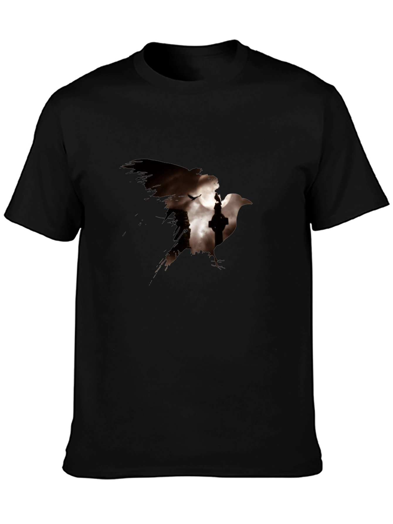 Raven Silhouette Graphic Black T-Shirt