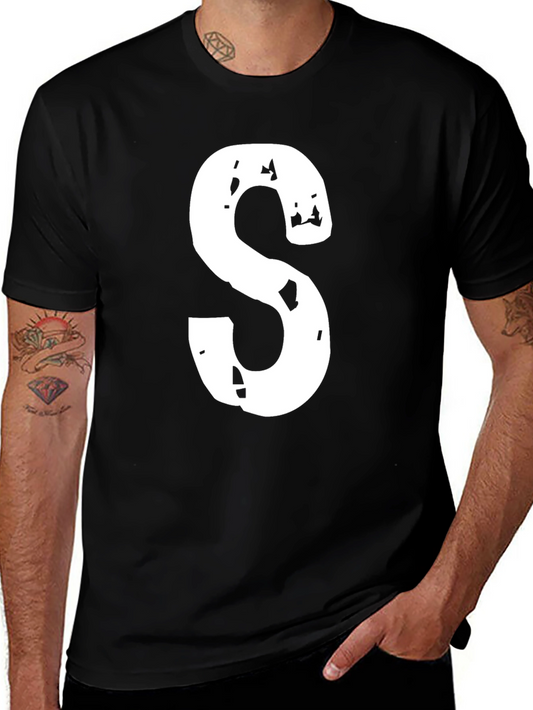 Distressed Letter S Black T-Shirt