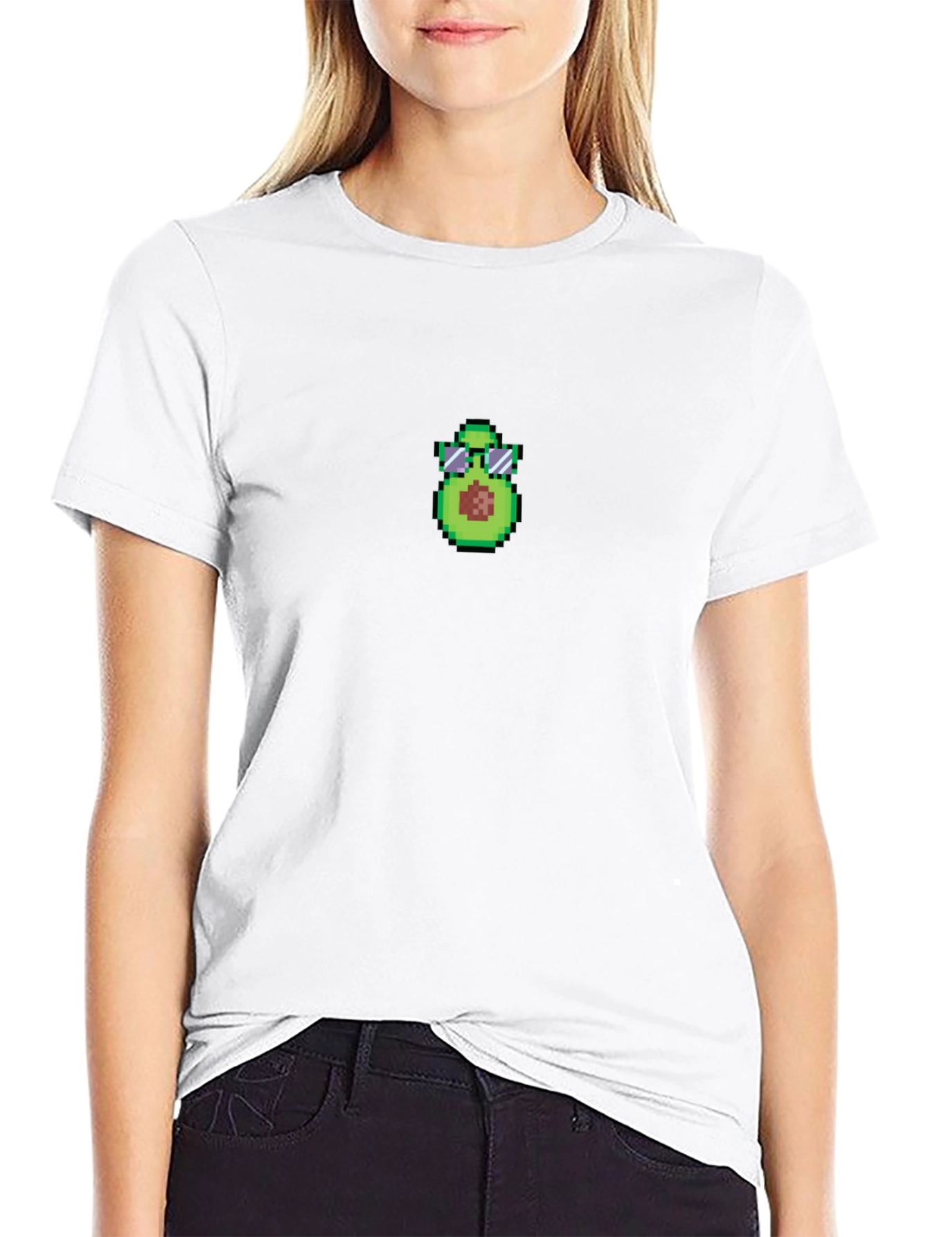 Pixel Avocado Sunglasses Black T-Shirt