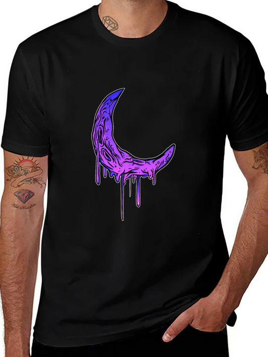 Melting Moon Graphic Tee - Stylish Black T-Shirt