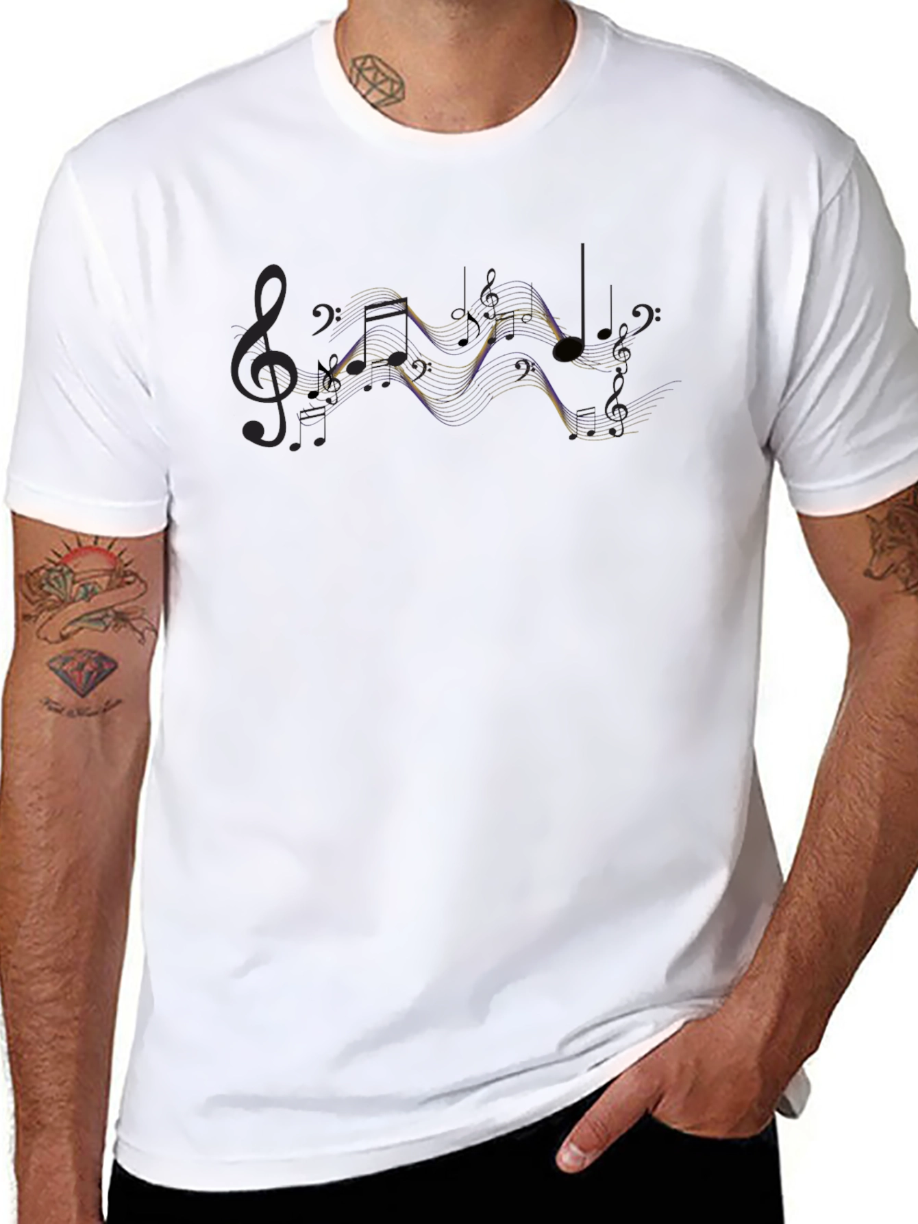 Musical Note Graphic Black T-Shirt