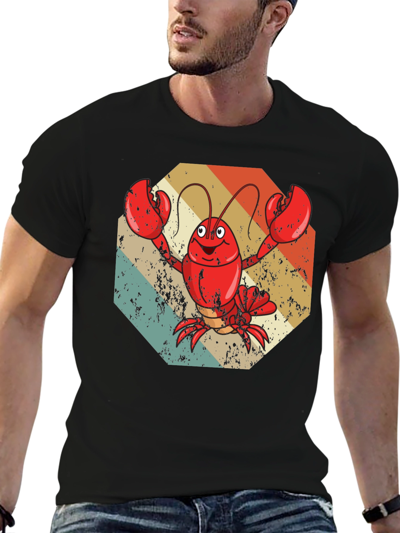 Retro Lobster Graphic Tee - Quirky Cartoon Design