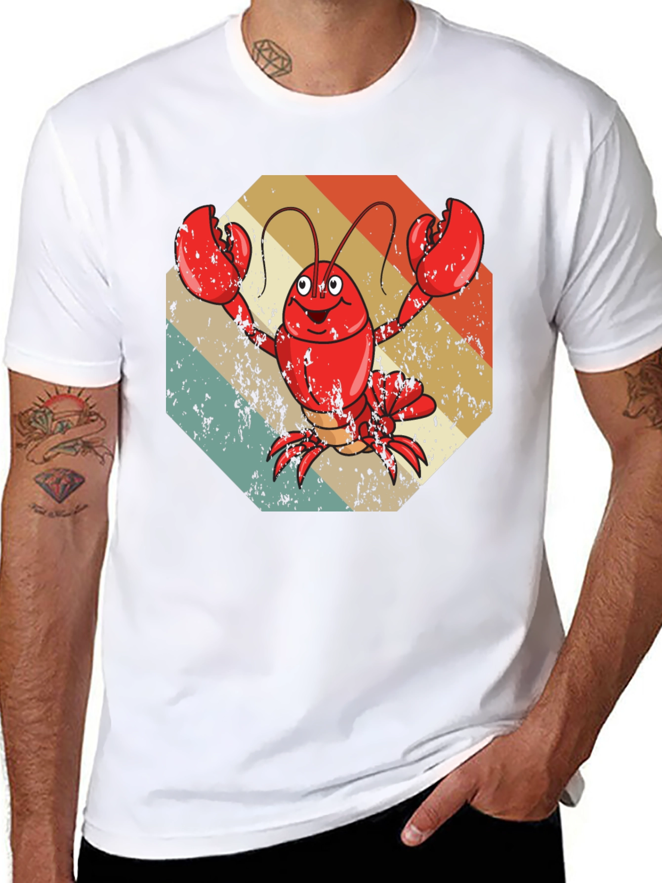 Retro Lobster Graphic Tee - Quirky Cartoon Design