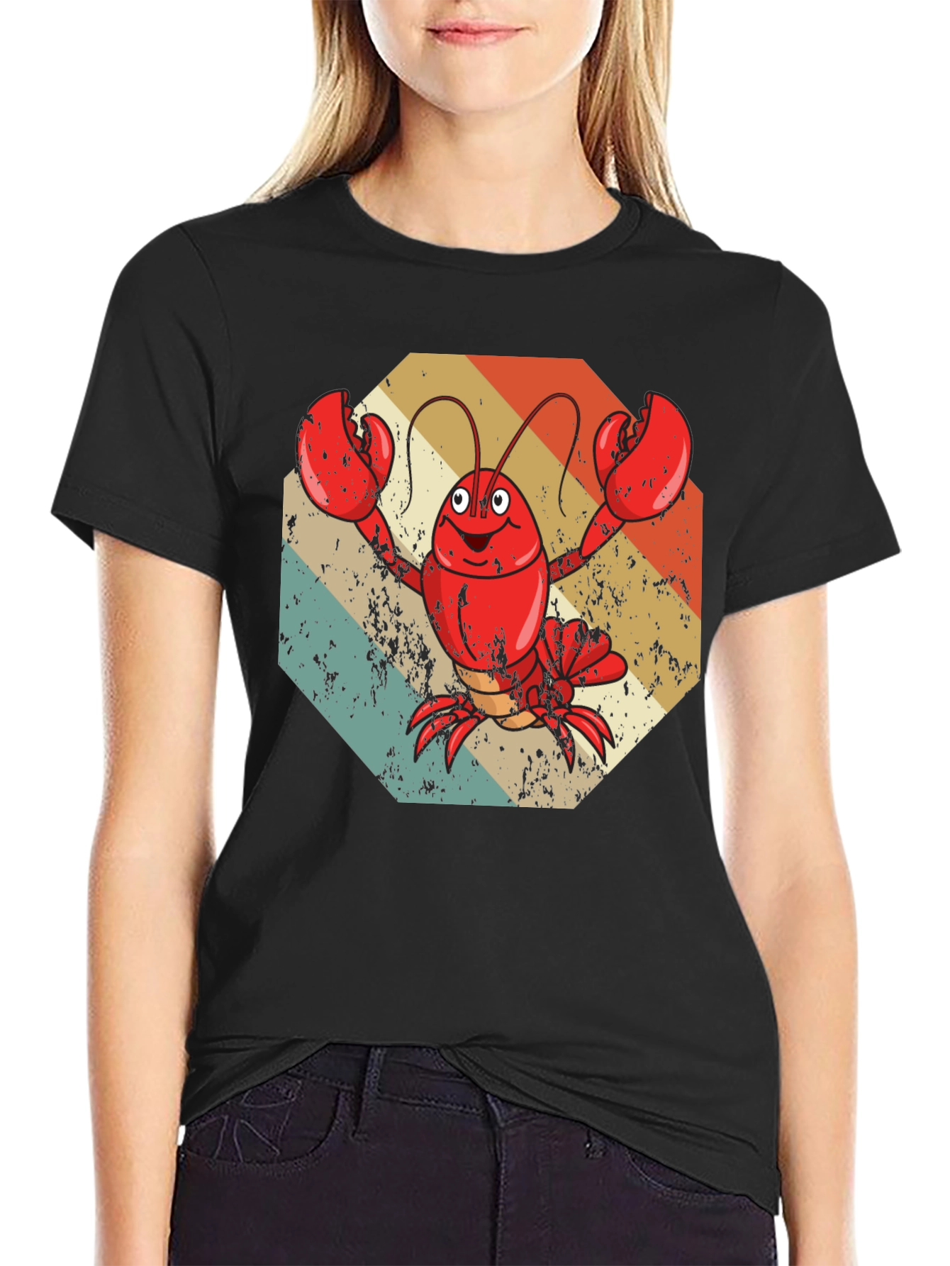 Retro Lobster Graphic Tee - Quirky Cartoon Design