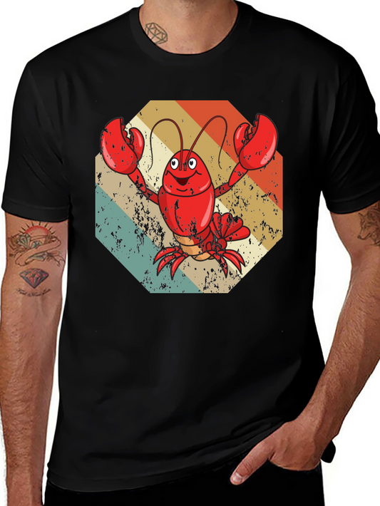 Retro Lobster Graphic Tee - Quirky Cartoon Design