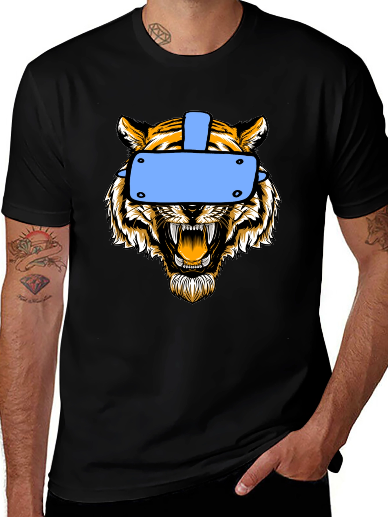 Tiger VR Headset Graphic Tee - Black