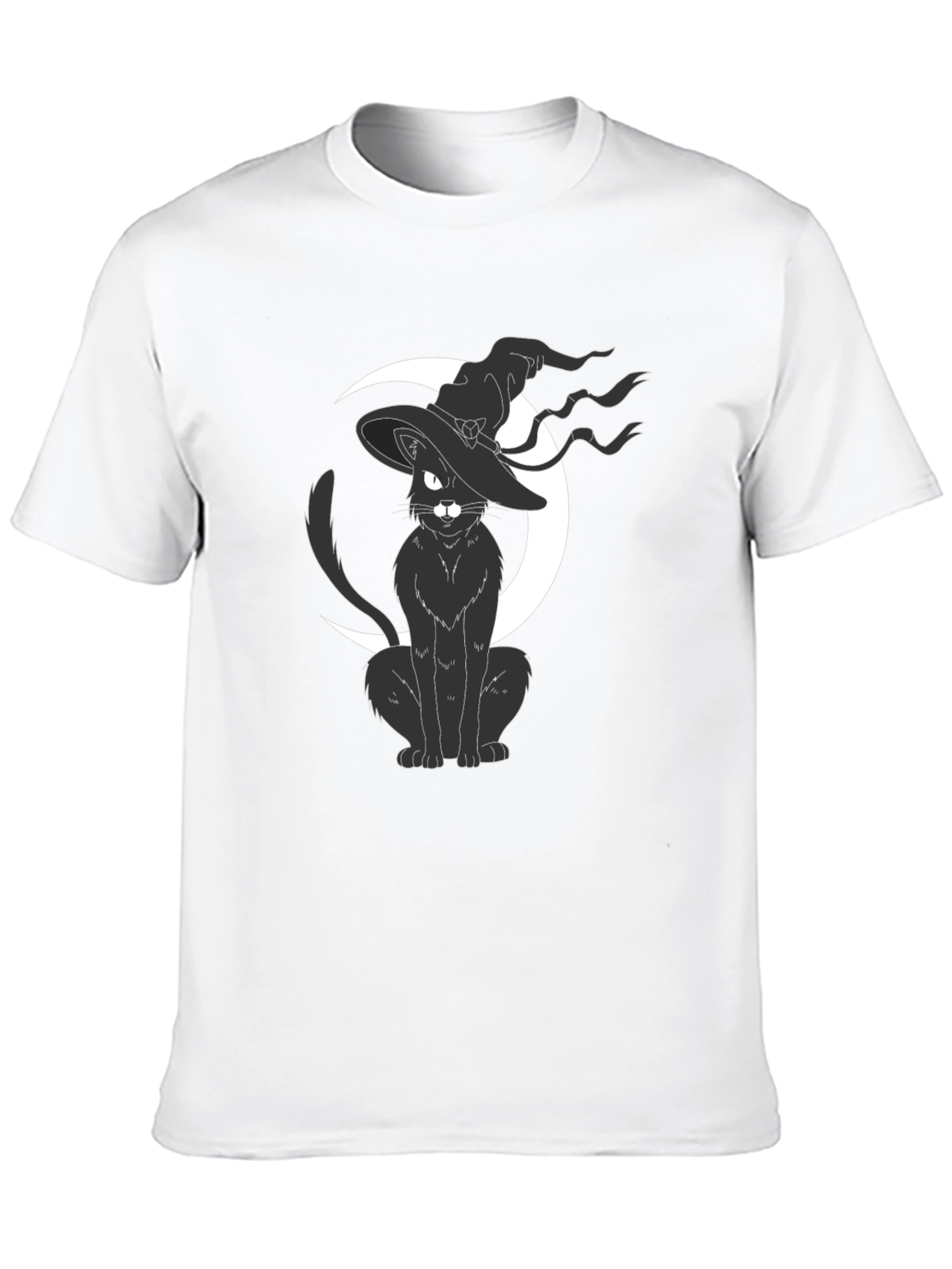 Witch Cat on Moon T-Shirt - Halloween Tee