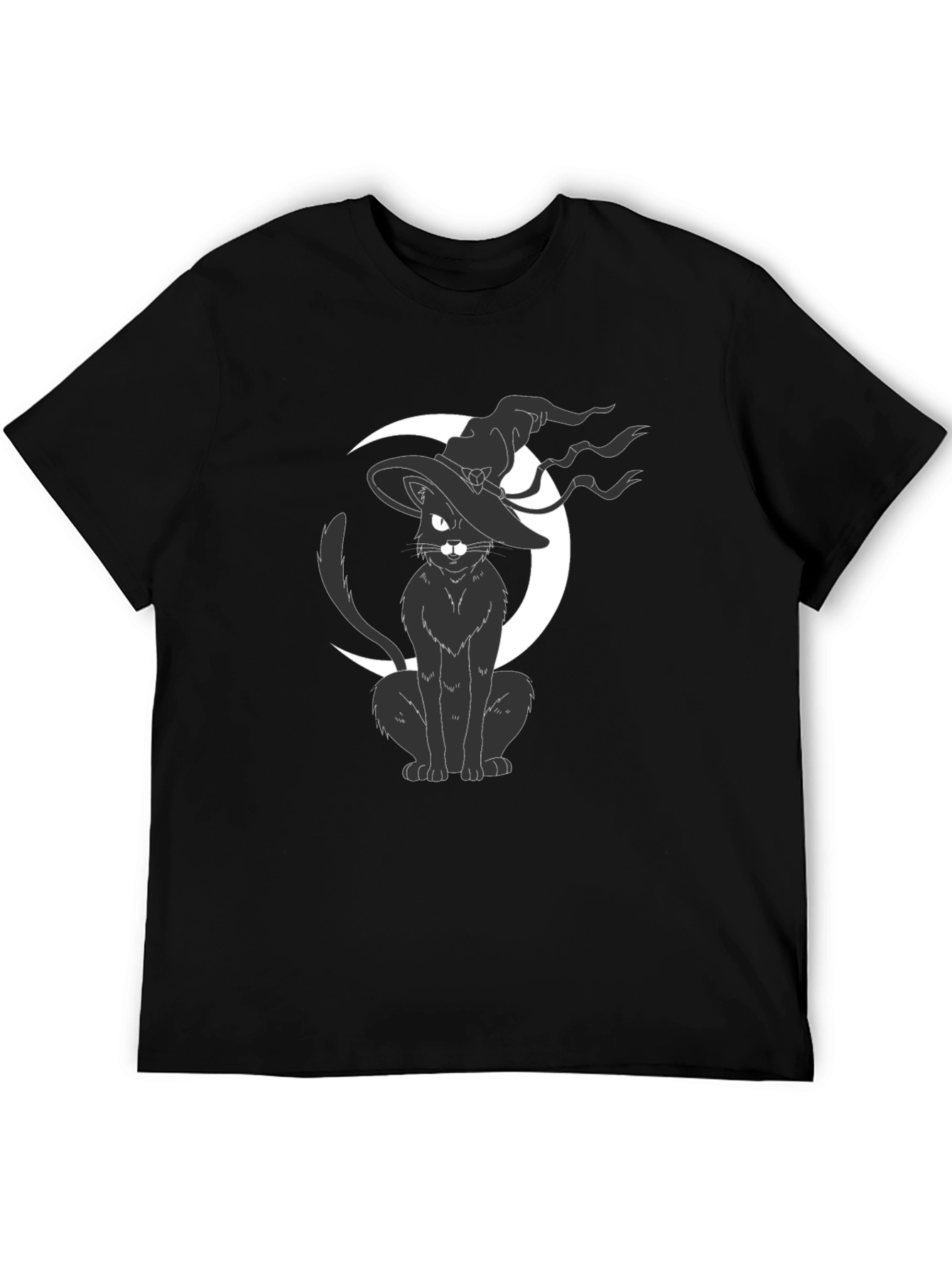 Witch Cat on Moon T-Shirt - Halloween Tee