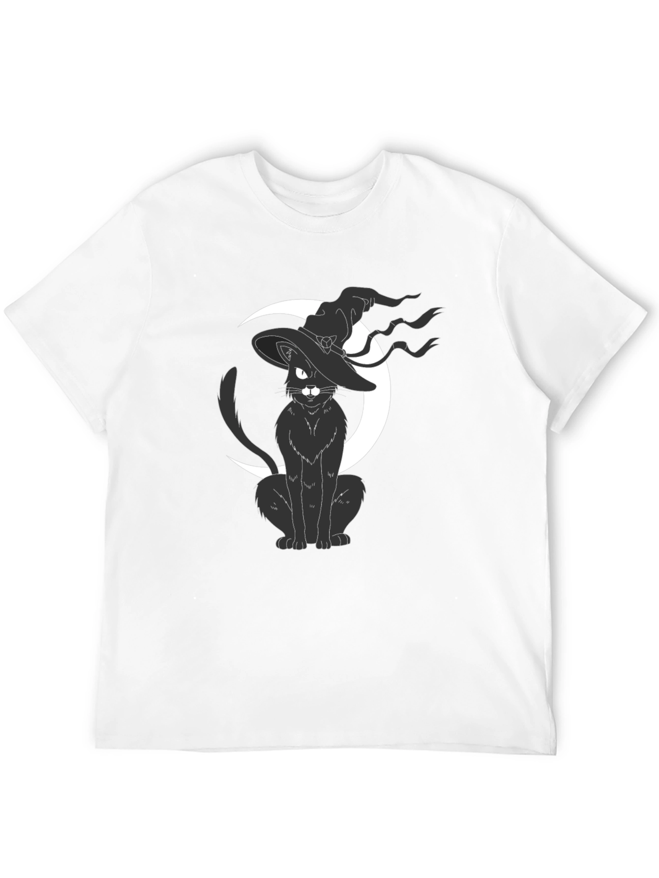 Witch Cat on Moon T-Shirt - Halloween Tee