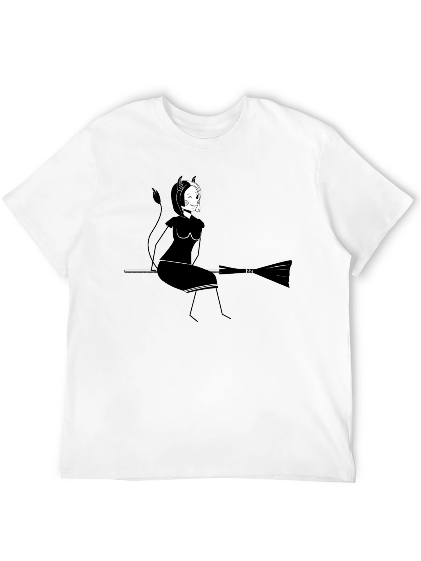 Witch on Broomstick Graphic T-Shirt - Black