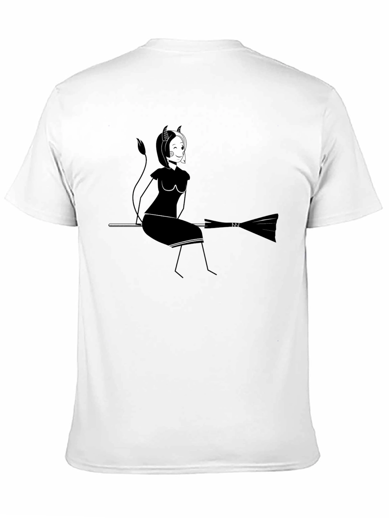 Witch on Broomstick Graphic T-Shirt - Black