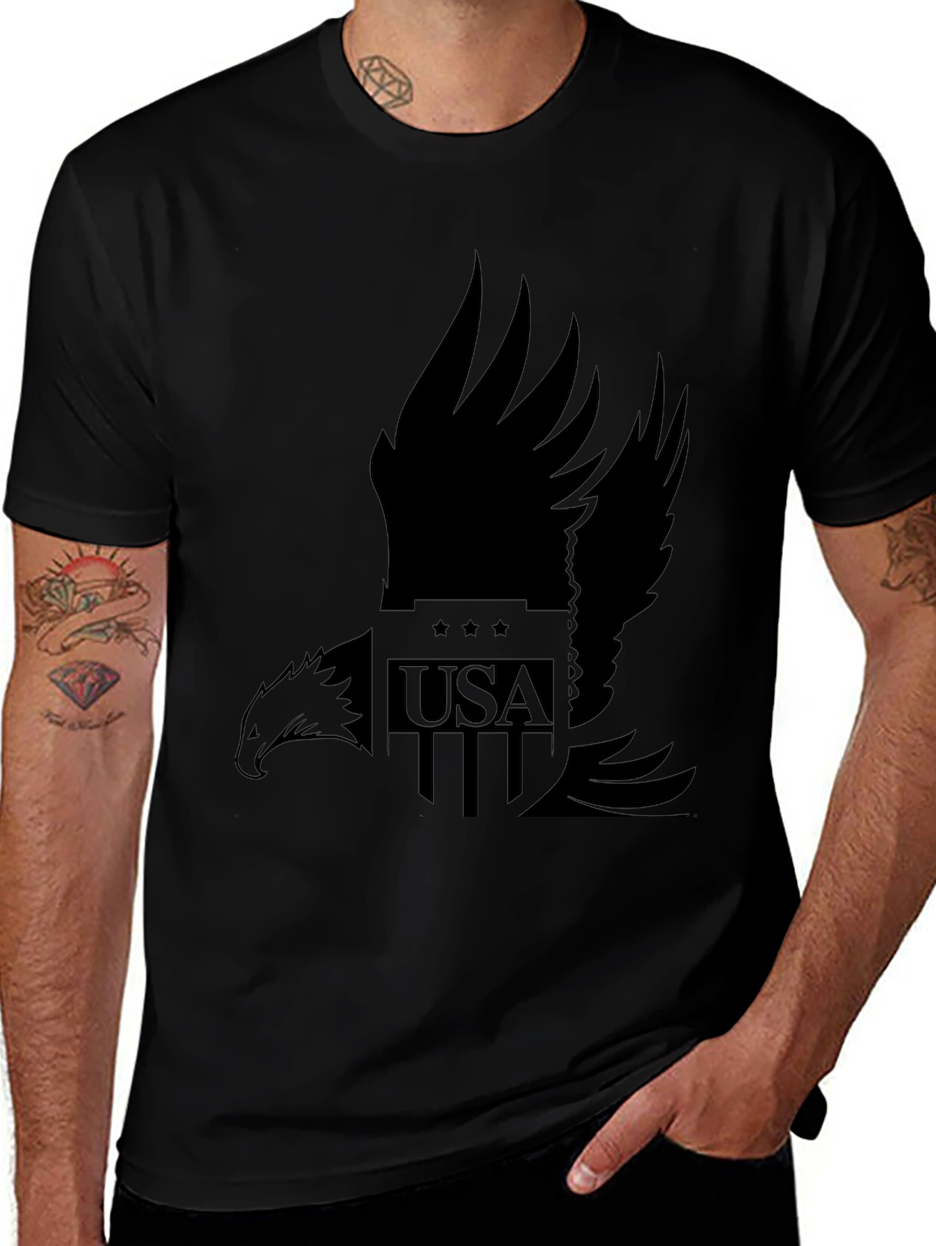 USA Eagle Graphic T-Shirt - Black
