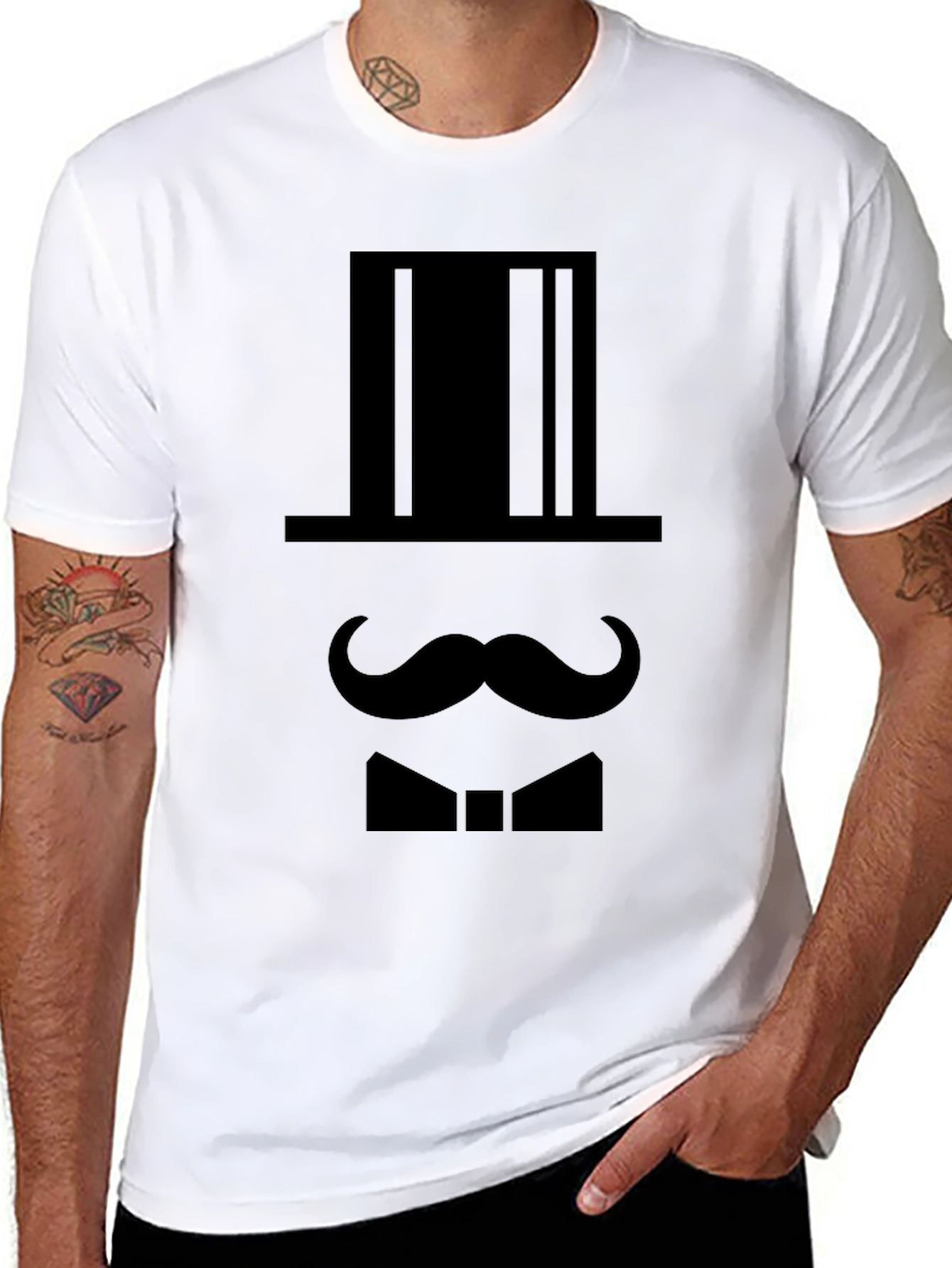 Gentleman Silhouette Graphic T-Shirt - Black