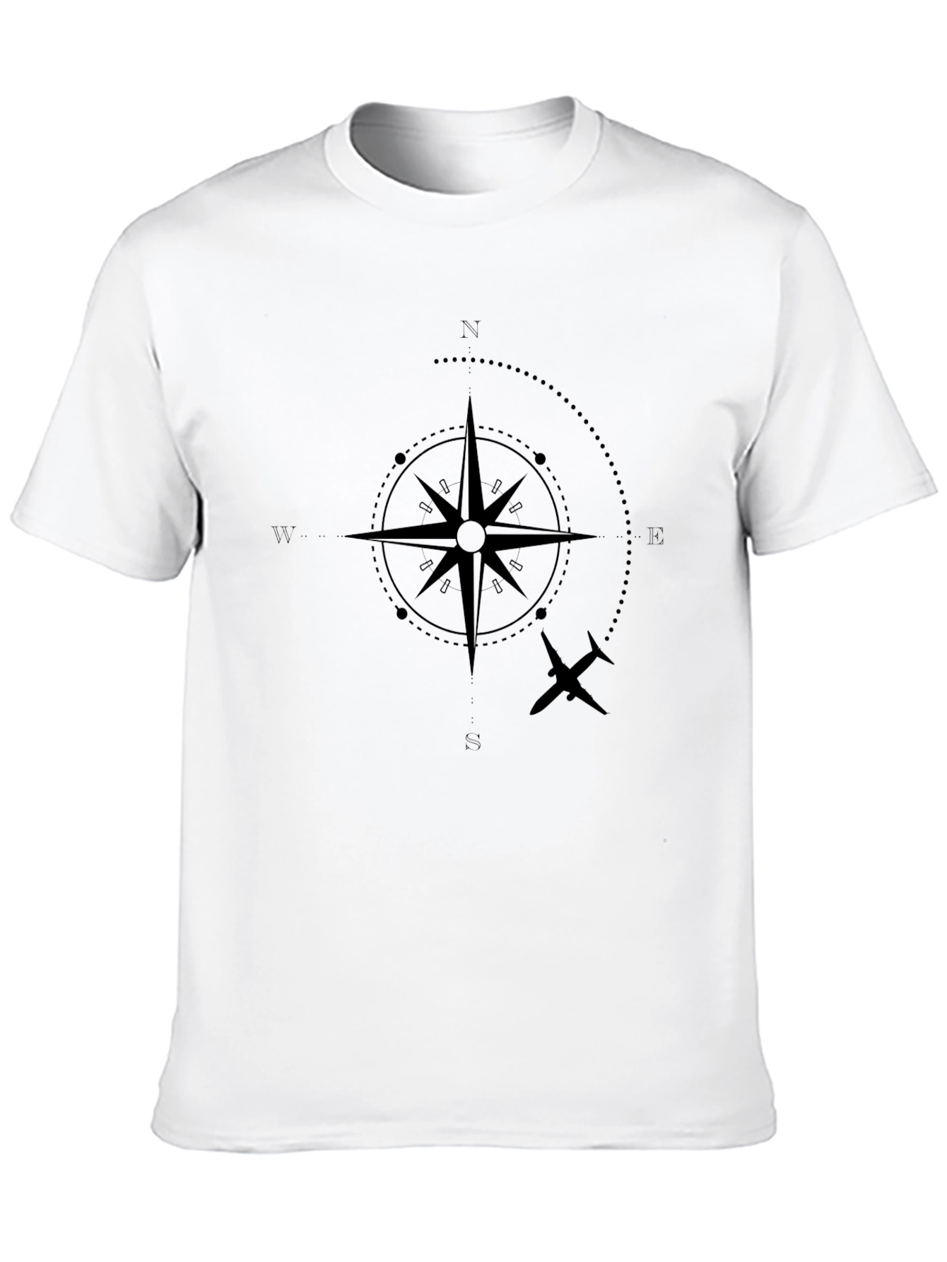 Compass & Plane Graphic Black T-Shirt