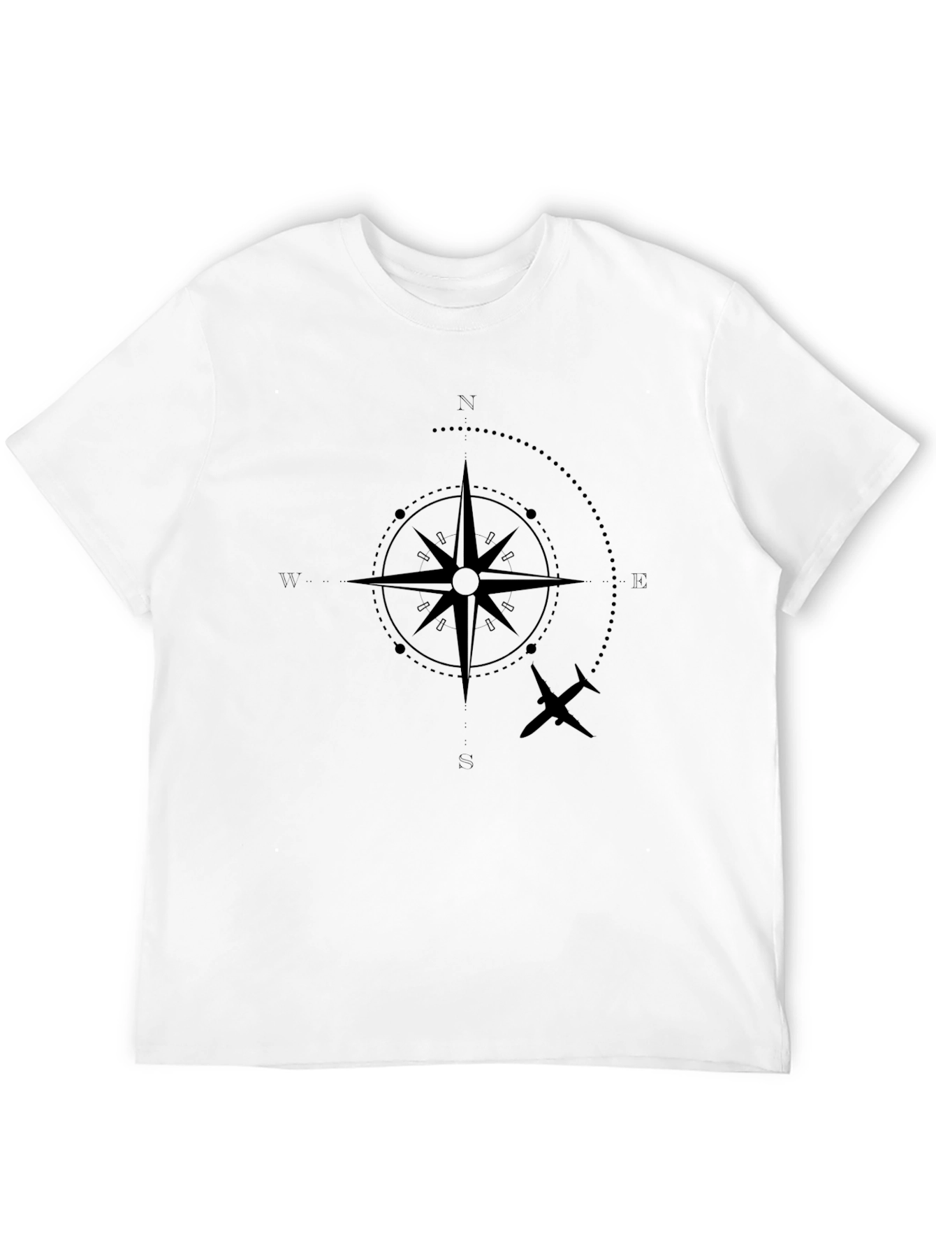 Compass & Plane Graphic Black T-Shirt