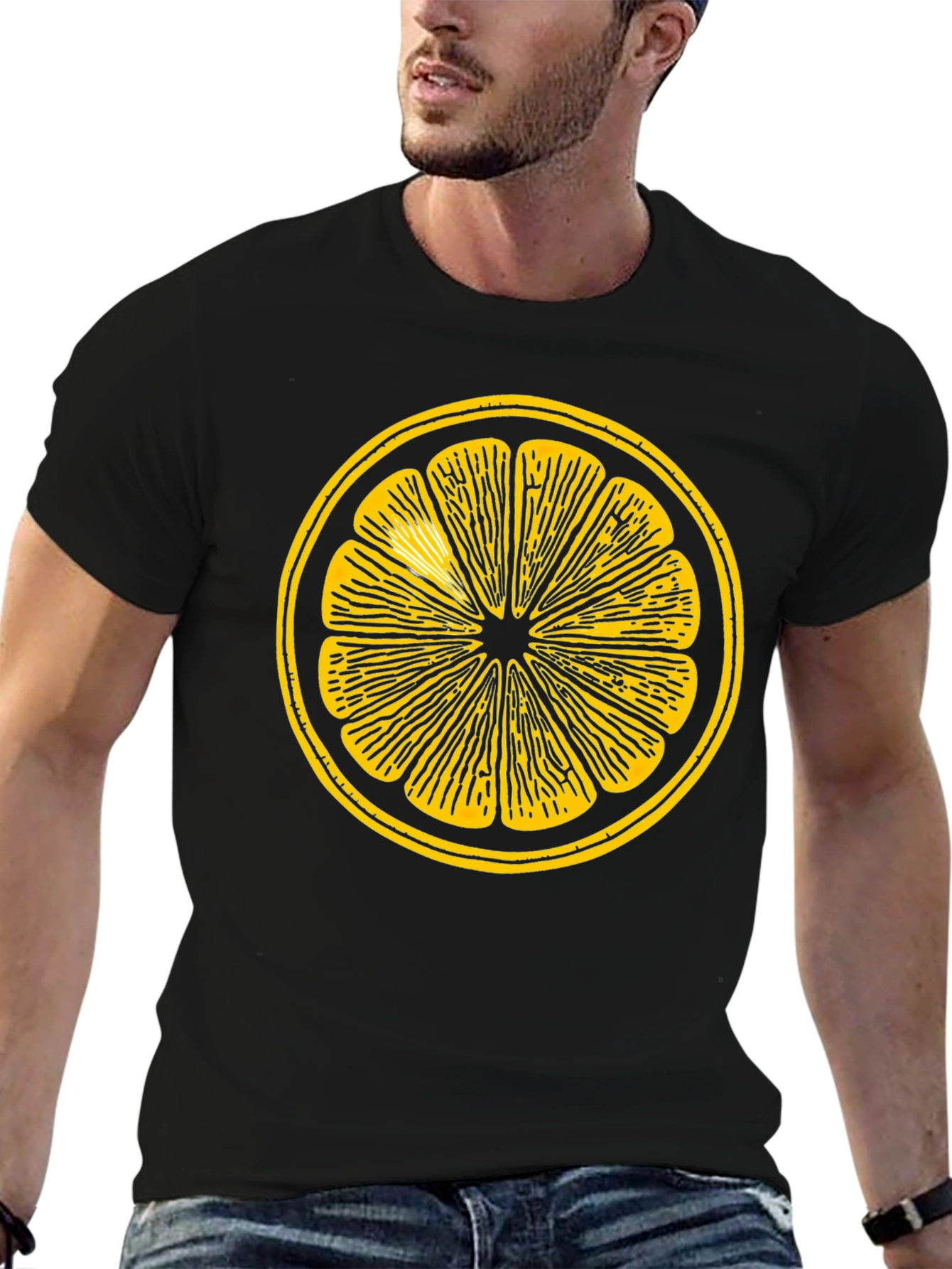 Citrus Slice Graphic Tee - Stylish Black T-Shirt