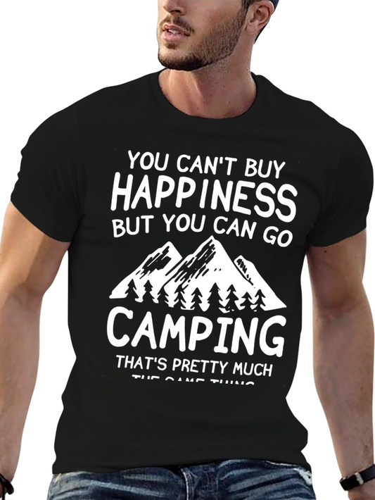 Camping Happiness Graphic Tee - Black