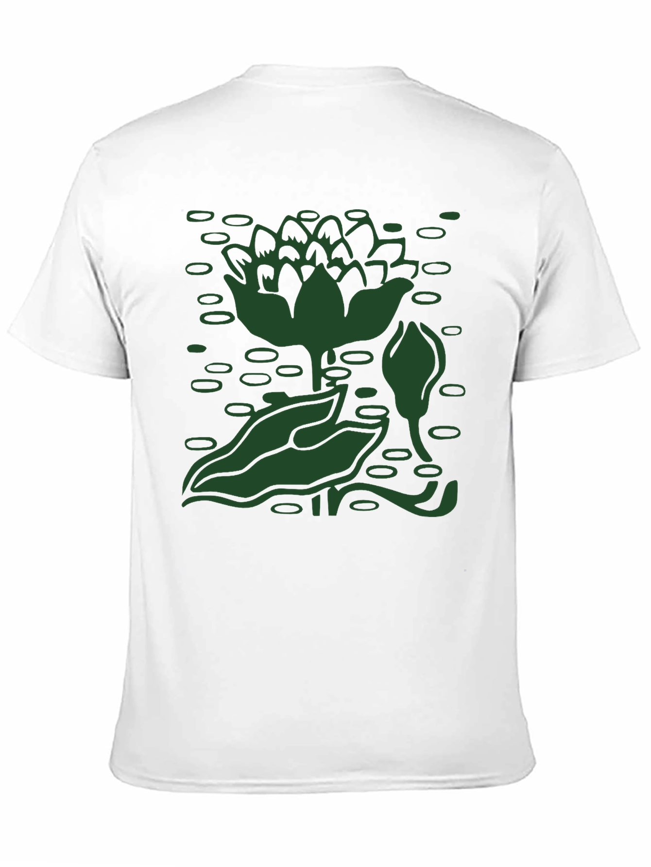 Green Lotus Pond Black T-Shirt