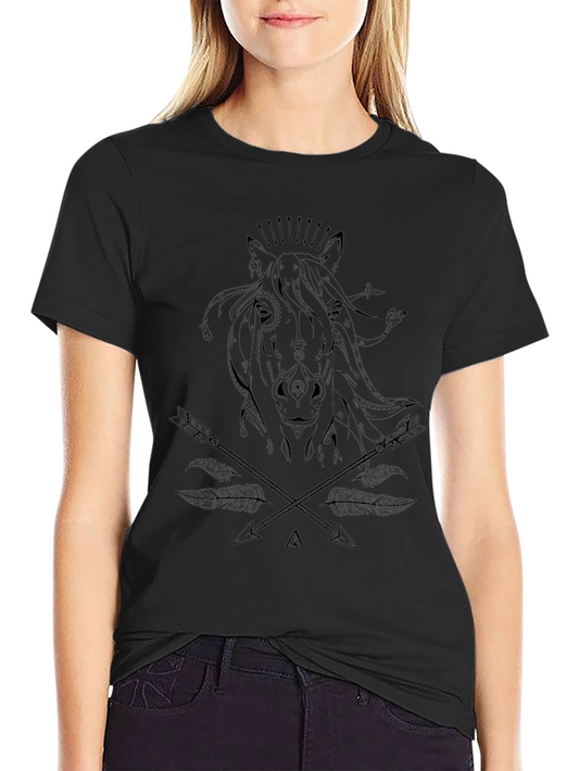 Black Horse & Arrow Graphic T-Shirt - Unique Design