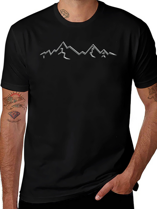 Mountain Outline Graphic Tee - Black Crewneck Shirt