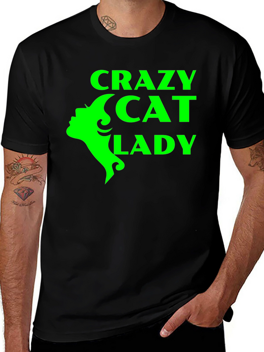 Crazy Cat Lady T-Shirt - Black with Green Graphic
