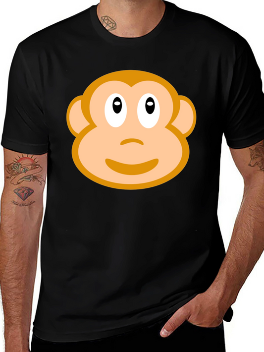 Monkey Face Graphic T-Shirt - Black Crew Neck