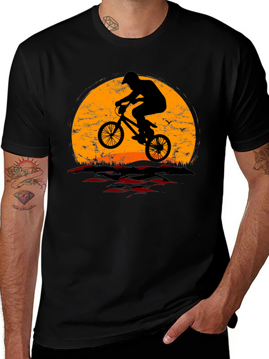 Sunset Silhouette BMX Rider Graphic T-Shirt