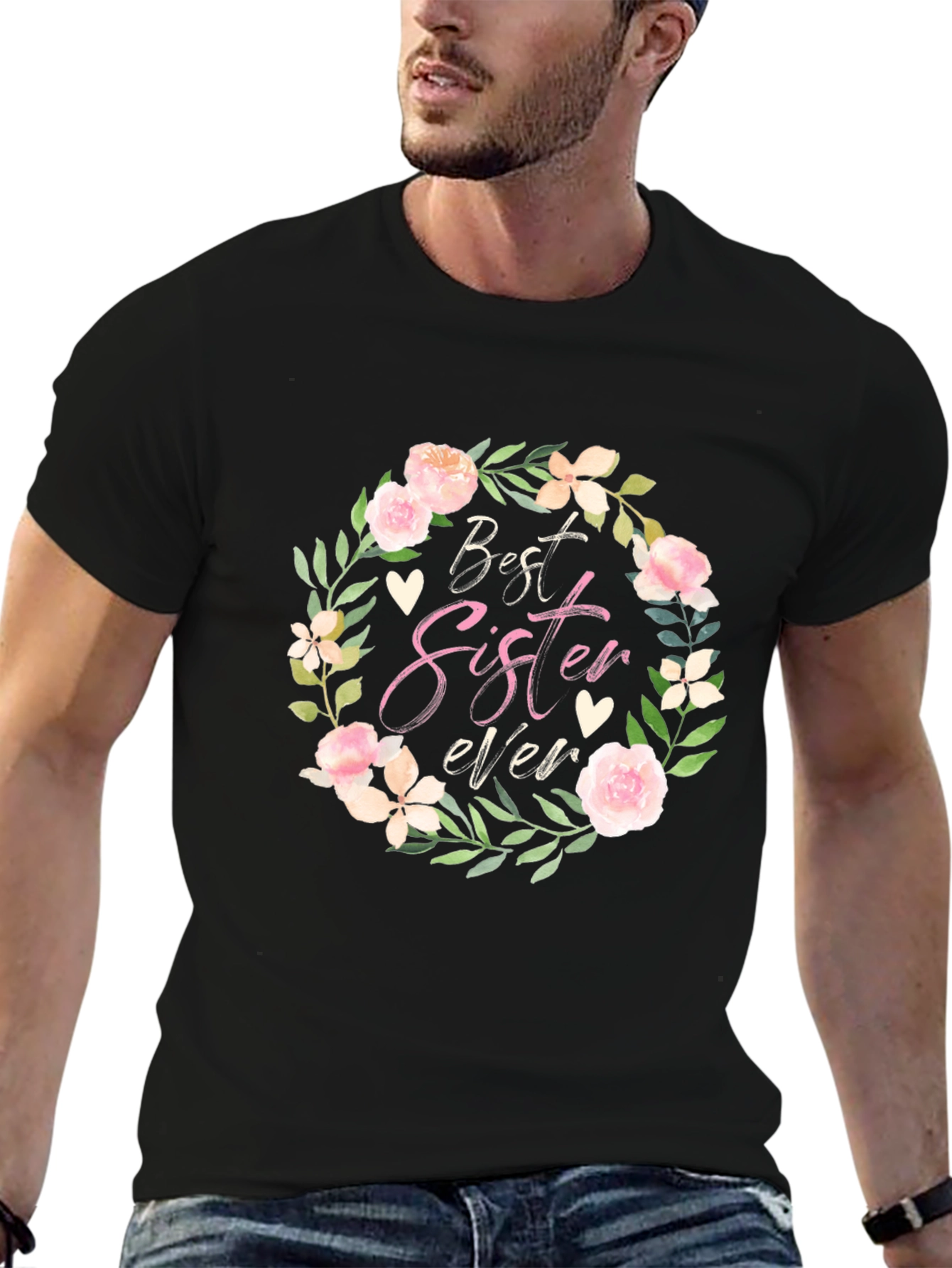 Best Sister Ever Floral Wreath T-Shirt