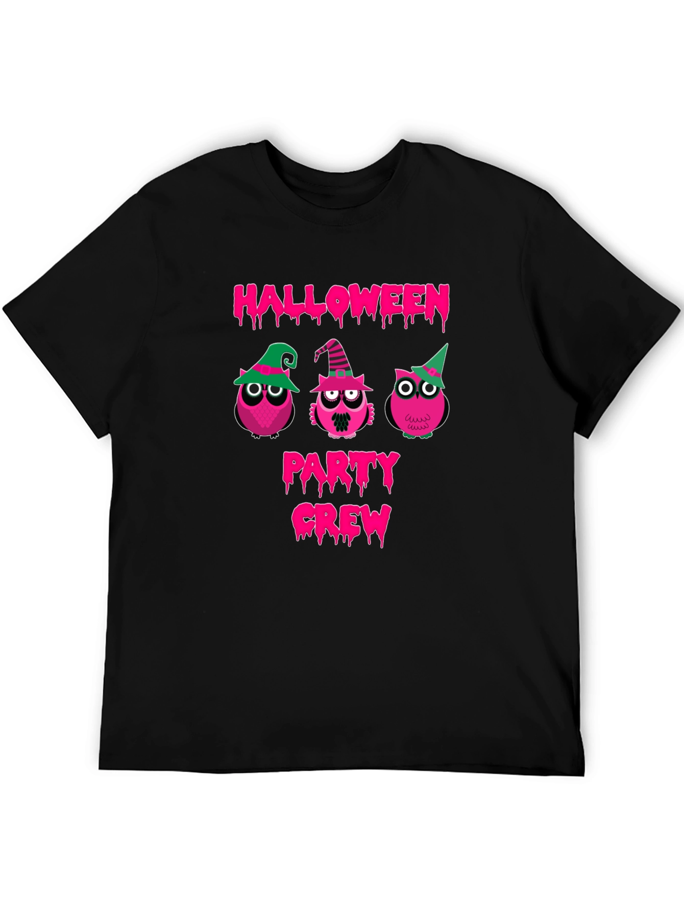 Halloween Owls Party Crew Black T-Shirt