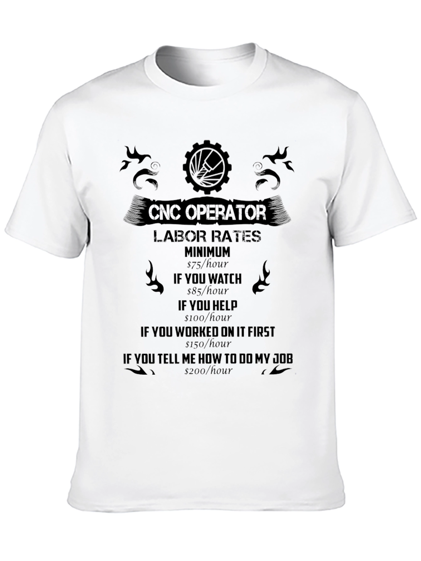 CNC Operator Labor Rates Black T-Shirt