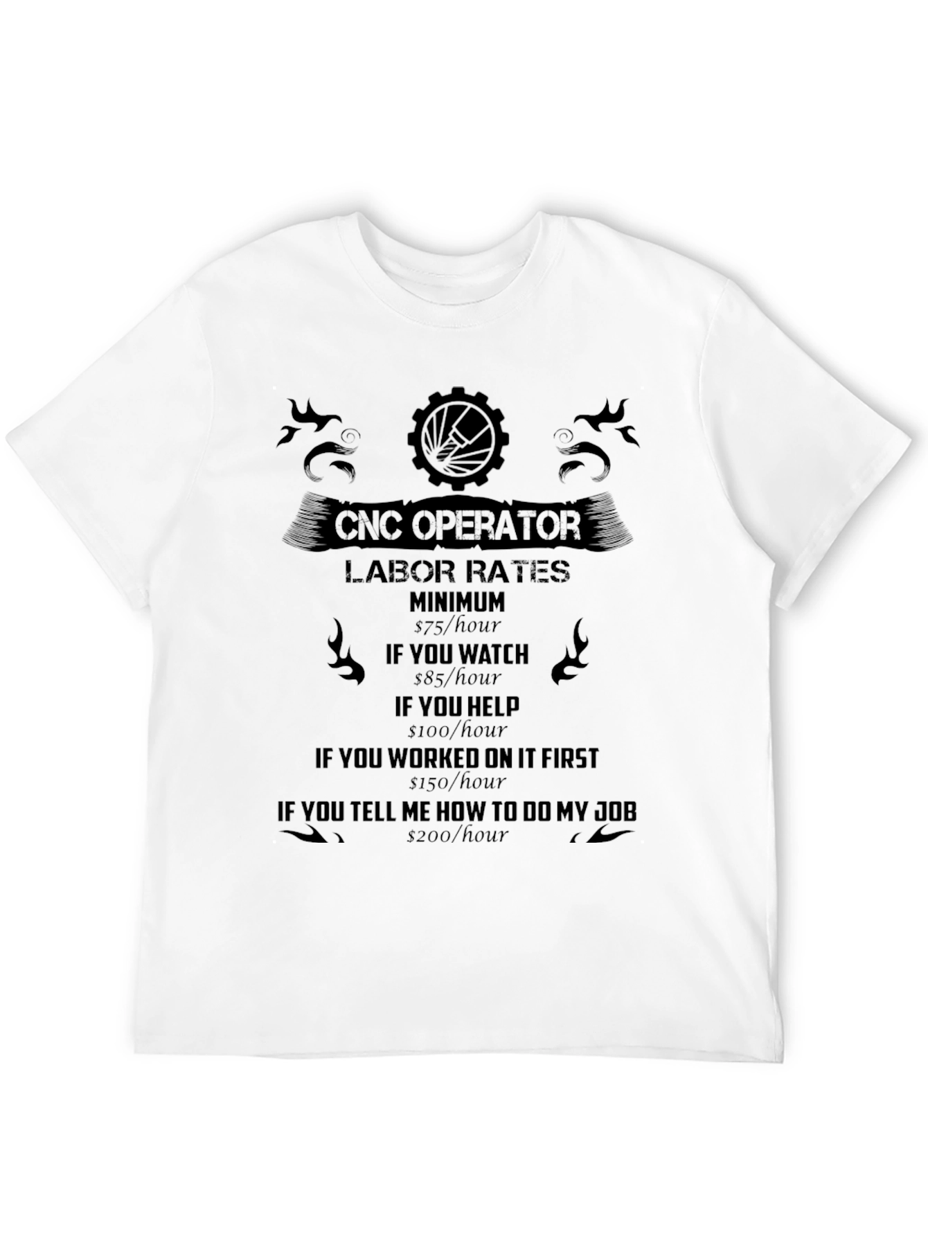 CNC Operator Labor Rates Black T-Shirt