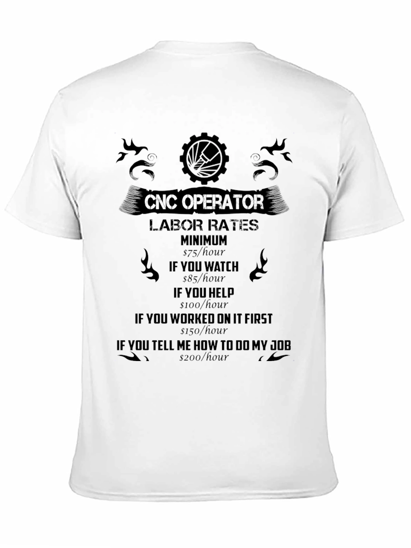 CNC Operator Labor Rates Black T-Shirt