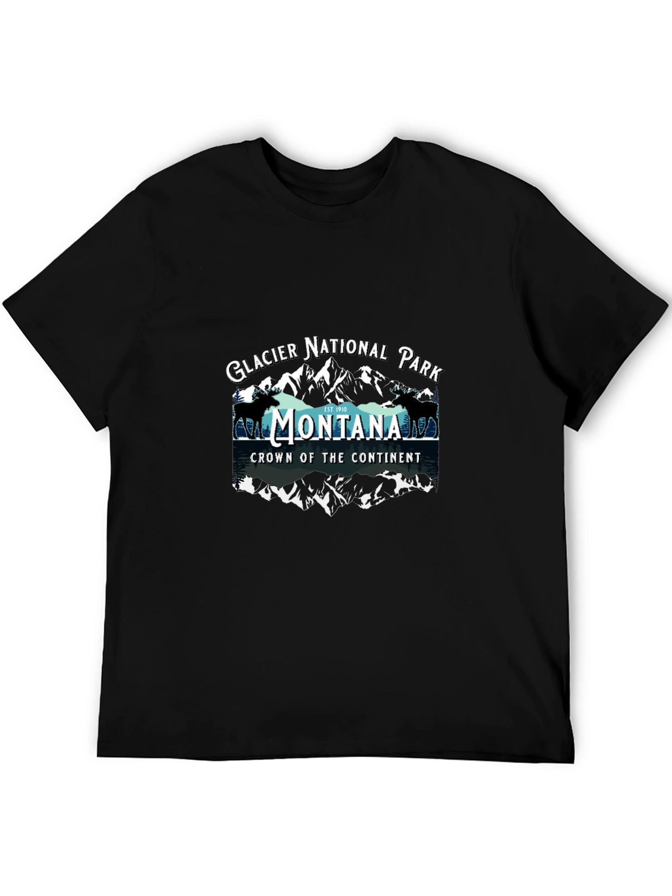 Montana Glacier National Park Black T-Shirt