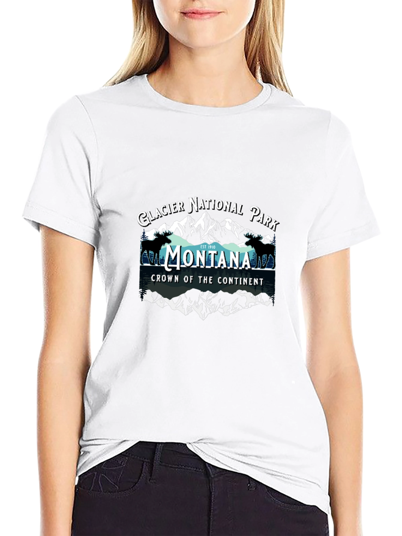 Montana Glacier National Park Black T-Shirt