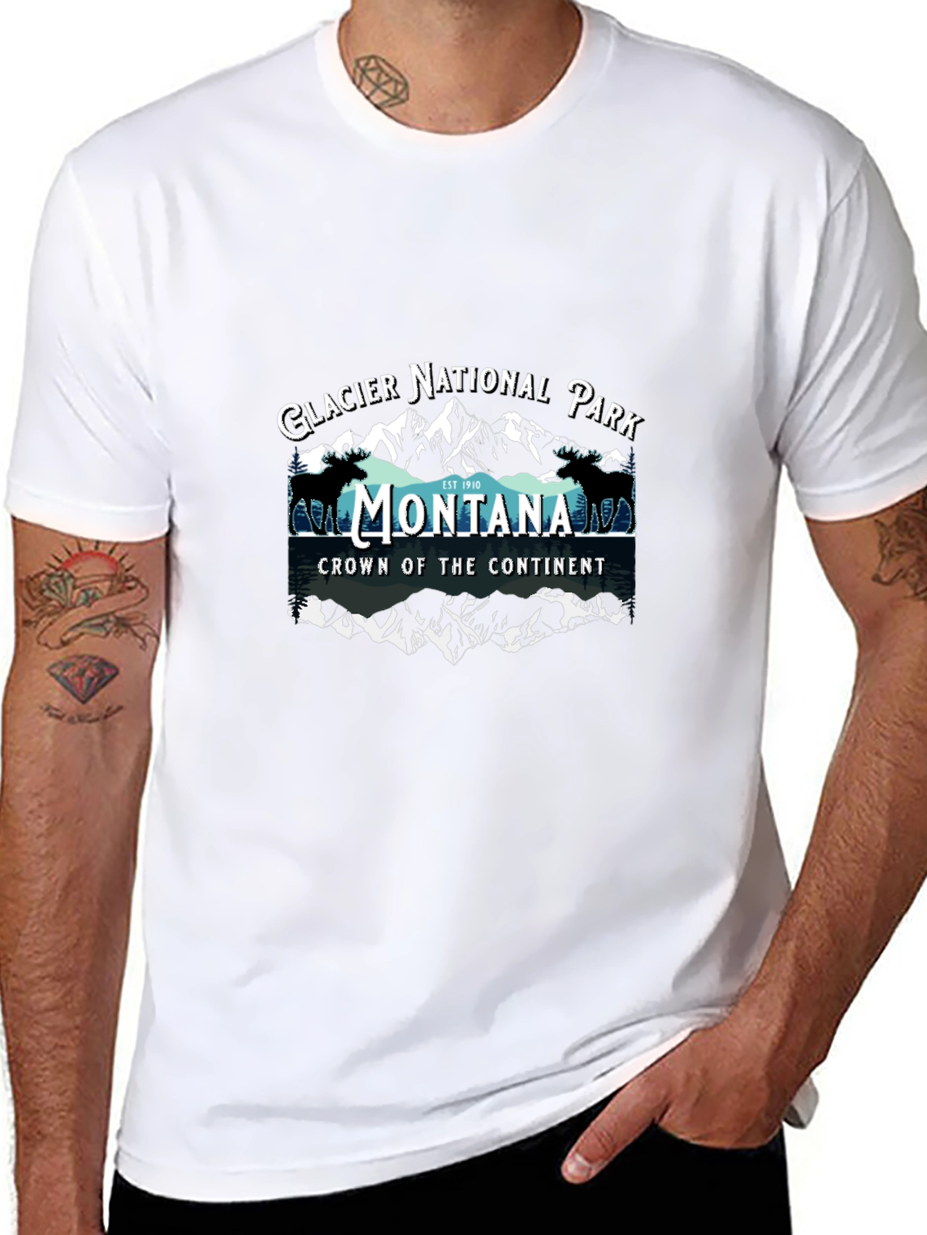 Montana Glacier National Park Black T-Shirt