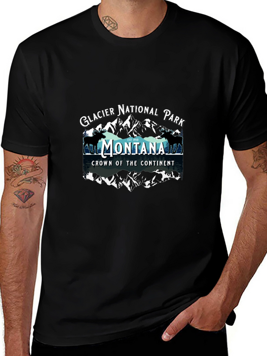 Montana Glacier National Park Black T-Shirt